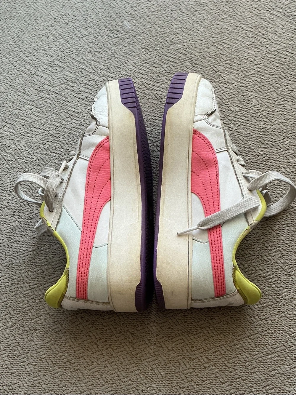 Puma Kids Sneakers in White, Pink, Yellow & Purple